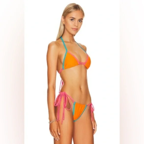 Superdown Vibrant Orange and Pink Bikini Set size XS/S - Picture 2 of 9